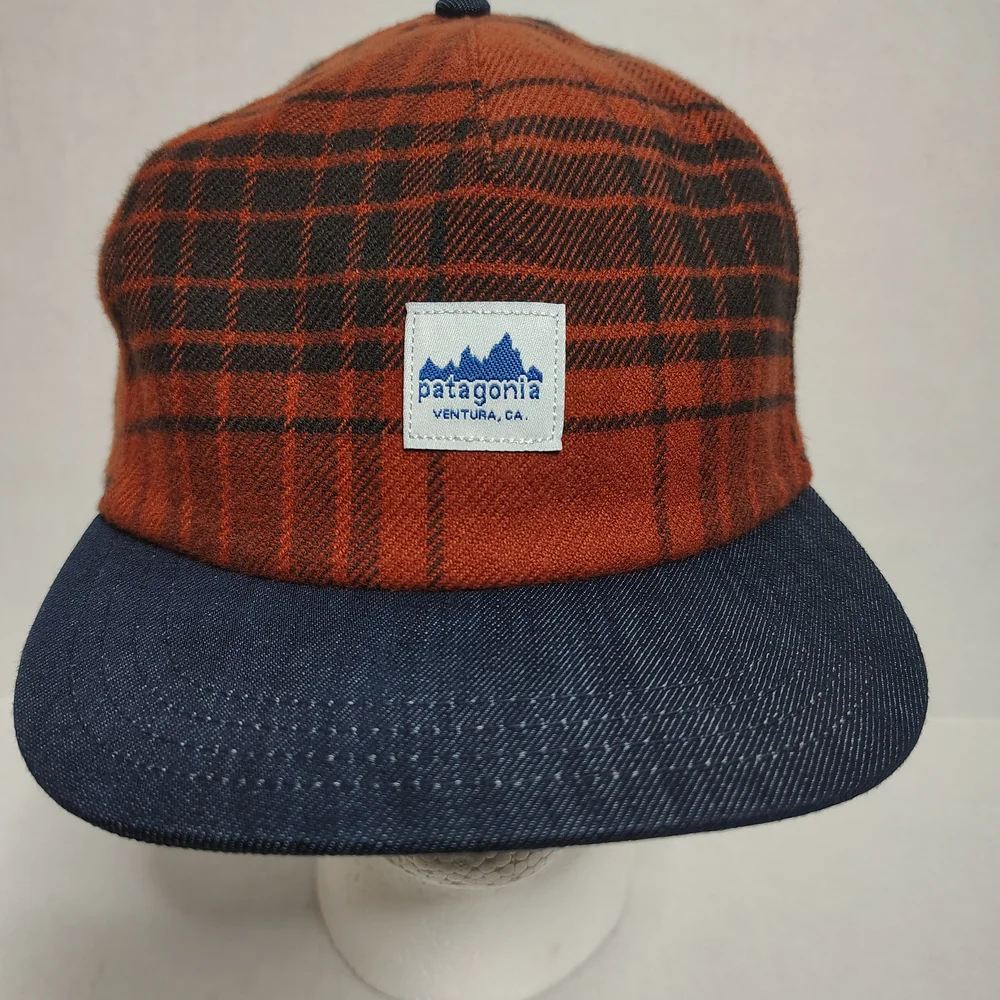 PATAGONIA RANGE FLANNEL HAT DENIM BLUE Orange SOFT CAP UNISEX ADJUSTABLE New